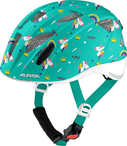 ALPINA XIMO FLASH - Beleuchteter, Reflektierender, Leichter & Anpassbarer LED Fahrradhelm Für Kinder, unicorn gloss, 45-49 cm von ALPINA