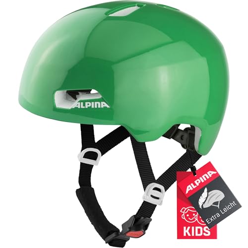 Alpina Hackney - Leichter, Bruchfester & Optimal Klimatisierter Fahrradhelm Mit Nachrüstbarem LED Für Kinder, Green Gloss, 47-51 cm von ALPINA