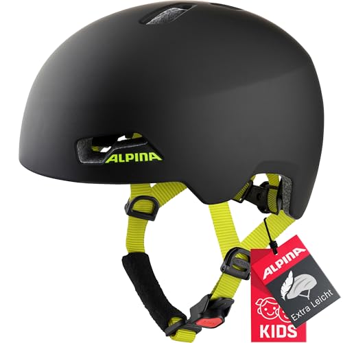 Alpina Hackney - Leichter, Bruchfester & Optimal Klimatisierter Fahrradhelm Mit Nachrüstbarem LED Für Kinder, Black-neon Yellow matt, 47-51 cm Alpina Hackney - Leichter, Bruchfester & Optimal Klimatisierter Fahrradhelm Mit Nachrüstbarem LED Für Kinder, Black-neon Yellow matt, 47-51 cm von ALPINA