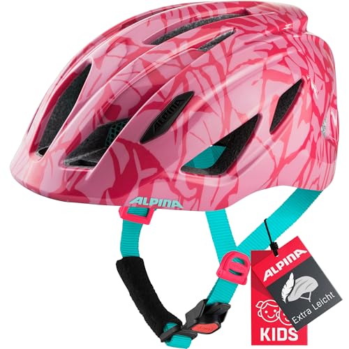 ALPINA PICO - Leichter, Optimal Klimatisierter & Bruchfester Fahrradhelm Mit Fliegennetz Für Kinder, pink-sparkel gloss, 50-55 cm von ALPINA