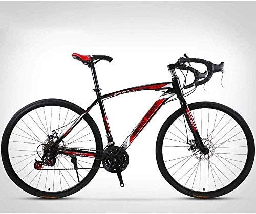 ALQPPM 26-Zoll-Rennrad, 24-Gang-Fahrrad, Doppelscheibenbremse, Rahmen Aus Kohlenstoffstahl, Rennrad, Silber/Schwarz von ALQPPM