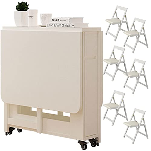 ALSJJDQ Esstisch-Set für 4 Personen, Klapptisch und Stühle, ausziehbarer Holz-Esstisch mit Stühlen, klappbarer Esstisch für Küche, Esszimmer, Wohnzimmer, Weiß Purposiveness von ALSJJDQ