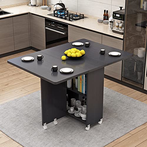 ALSJJDQ Folding Table Klappbarer Esstisch, erweiterbarer Küchentisch mit 2 Lagerregalen und 6 Rädern, platzsparender Drop-Leaf-Tisch für Küche/Wohnzimmer/Heimbüro-1,4 m Purposiveness von ALSJJDQ