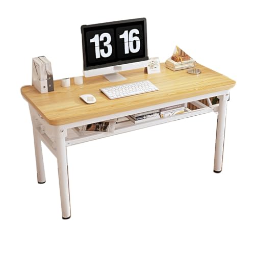 Klapptisch Moderner Einfacher Tisch-Klappschreibtisch, Doppelschichtiger Computerarbeitsplatz, Stahlrahmen, Verstellbare Füße, Schreibtisch Für Kleine Räume (Farbe: Beige, Größe: 80 * 60 * 75 cm) von ALSJJDQ