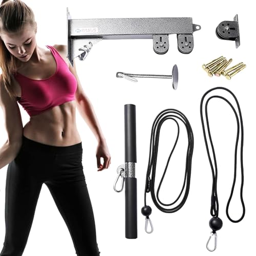 Home Gym Seilzugsystem, Kabelzugaufsätze, Edelstahl Low Row Kabelsystem, Fitnessgeräte mit 360 Grad Drehgelenk, Wandmontierte Seilzugmaschine mit 99.8 kg Tragkraft von ALWIDA