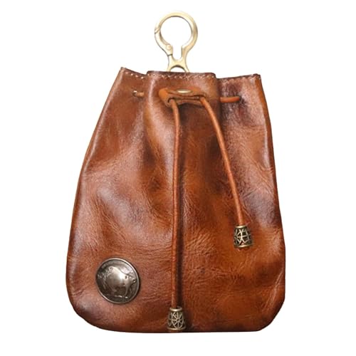 Rindsleder Retro Tasche Rindsleder Aufbewahrung Geldbörse Echtes Leder Retro Aufbewahrungstasche Mittelalter Münzbörse Hüfttasche Kordelzug Geldbörse Leder Kordelzug Beutel Münzbörse Hüfttasche für von ALWIDA