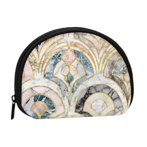 Marmor-Art-Deco-Fliesen mit weichem Pastellmuster, Brieftasche Shell Make-up Tasche Frauen Aufbewahrungstasche Kleine Geldbörse Shell Wechseltasche von ALZVULG