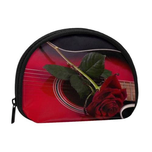 Rote Gitarre mit roter Rose, Brieftasche Shell Make-up Tasche Frauen Aufbewahrungstasche Kleine Geldbörse Shell Wechseltasche von ALZVULG