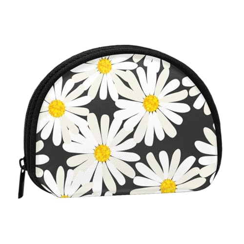 Schwarzes weißes Gänseblümchen, Brieftasche Shell Make-up Tasche Frauen Aufbewahrungstasche Kleine Geldbörse Shell Wechseltasche von ALZVULG