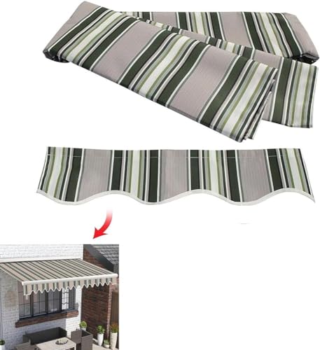 Ersatzstoff for Gartenmarkisen, Ersatzstoff for einziehbare Terrassenmarkisen – 280 g Polyester-Sonnenschutzplane mit Volant for Hof, Terrasse, Balkon, Teleskopstange nicht im Lieferumfang enthalten(1 von ALturN