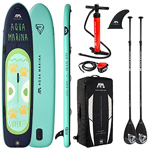 Aqua Marina Mega Sup Super Trip Stand Up Paddle Surfboard Modell 2021 Board, 2 Stück Alu Paddel und Leash von AM