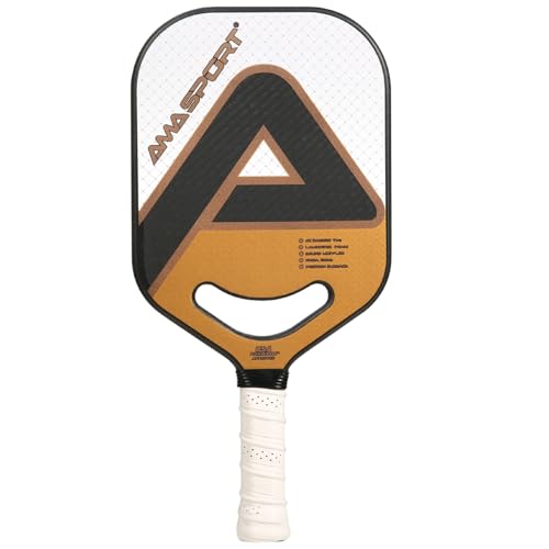 AMA SPORT 3K Pickleball-Paddel aus Kohlefaser mit luftdynamischem Hals, USAPA-zugelassen, Pickleball-Paddel, Reibung, strukturierte Oberfläche, Pickleballschläger, Polypropylen, Wabenkern (tauchweiß) von AMA SPORT