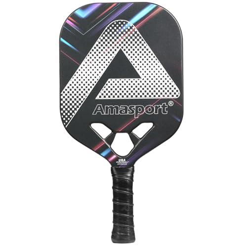 AMA SPORT Edgeless Pickleball-Paddel mit luftdynamischem Hals, USAPA-zugelassen, Pickleball-Paddel, Reibung, strukturierte Oberfläche, Pickleballschläger, Polypropylen, Wabenkern (Future003 Blue) von AMA SPORT