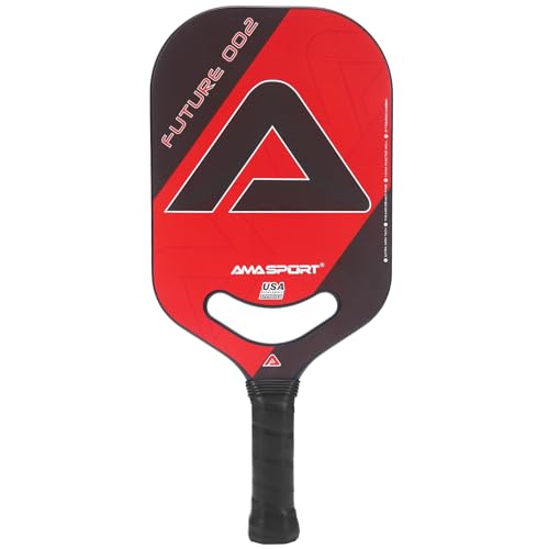 AMA SPORT Pickleball-Paddel aus Kohlefaser mit luftdynamischem Hals, USAPA-zugelassen, Pickleball-Paddel, Reibung, strukturierte Oberfläche, Pickleballschläger, Polypropylen, Wabenkern (Future002, von AMA SPORT