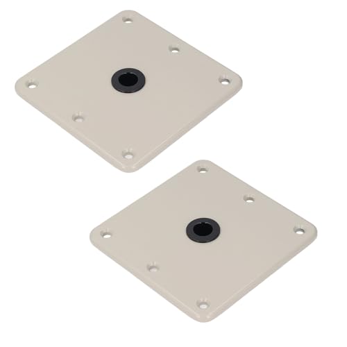 AMAKO Bootssitzbasisplattenhalterung: mit 3/4 Zoll Stecknadel Schwenkhalter, 7 Zoll X 7 Zoll Aluminiumlegierung Marine Heavy Duty Sockel für die Installation von Bootssitzen, 2Pcs, Beige von AMAKO