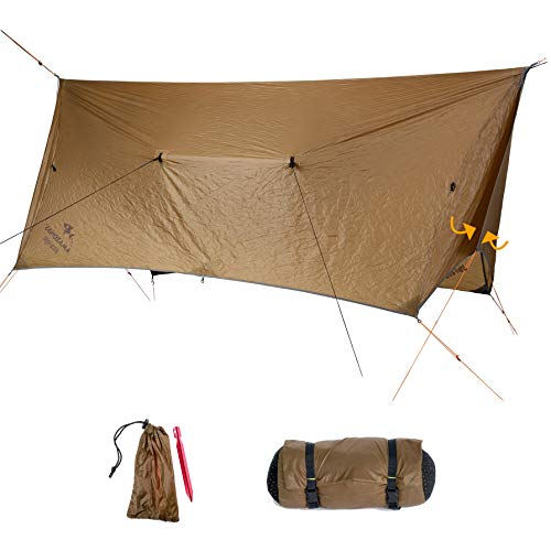 AMAZONAS Ultra-Light Adventure Wing Tarp 680 g Zelt-Ersatz mit 360° Wetterschutz Maße 320 x 255 x150 cm Packmaß 28 x 12 cm in Braun von AMAZONAS