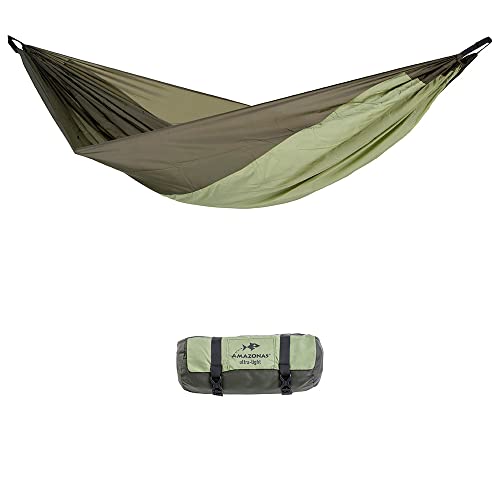 AMAZONAS Ultra-Light Hängematte Silk Traveller Thermo 520g 275x140cm Packmaß 20 x 6,5cm bis 200kg in Grün von AMAZONAS