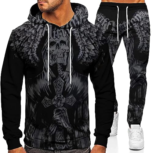 Herren 3D Hoodie und Hose, Jogginganzug, 2-teiliges Trainingsanzug-Set, 3D-Hoodie, zweiteiliges Set, Muster (Herren, 8, M) von AMCYT