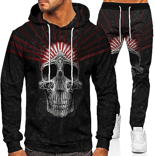 Herren 3D Hoodie und Hose, Jogginganzug, 2-teiliges Trainingsanzug-Set, 3D-Hoodie, zweiteiliges Set, Muster (Herren 5, S) von AMCYT