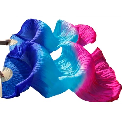 AMEEDA Bauchtanz Fächer Chinesische Seidenschleier-Tanzfächer, Paar Bauchtanzfächer, gemischte Farben(White,L-180cm-1pair(2pcs)) von AMEEDA