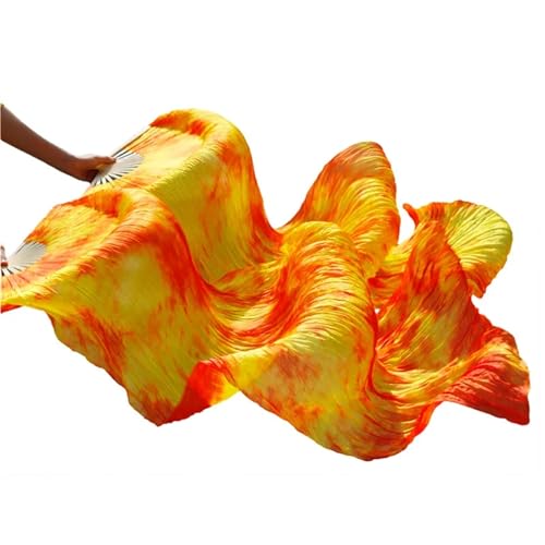 AMEEDA Bauchtanz Fächer Echte Seidenschleier, 1 Paar, handgefertigt, Damen-Bauchtanz-Fächertanz aus Seide, 180 x 90 cm(2,120x90cm Real Silk) von AMEEDA