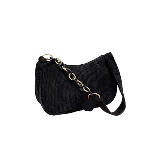 Cord Kosmetiktasche Kunst Umhängetaschen for Frauen Leinwand Eimer Handtaschen Cord Mode Casual Taschen Einfarbig Taschen(Black) von AMEEDA