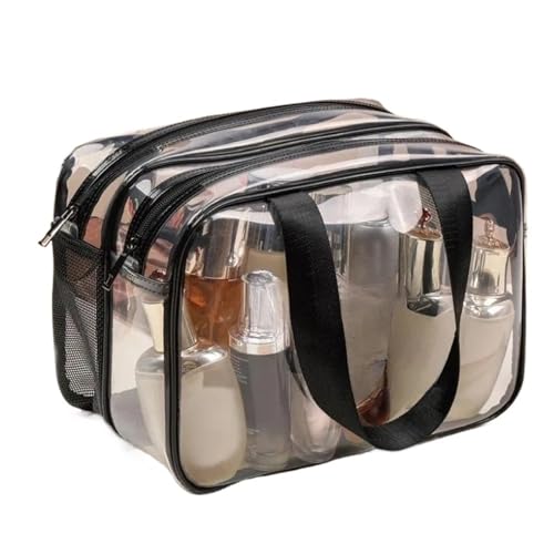 Transparenter Kulturbeutel Einfache und transparente tragbare tragbare Reisetasche mit großem Fassungsvermögen und unterteiltem Stauraum. PVC-Trocken- und Nasstrennwäsche(Color:White,Size:L) von AMEEDA
