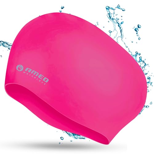 AMEO WATERLOVE Long Hair Silikon-Badekappe – Swim Cap elastisch & strapazierfähig – Badekappe ideal für Lange Haare – wasserdichte Schwimmhaube mit extra Platz, pink AMEO WATERLOVE Long Hair Silikon-Badekappe – Swim Cap elastisch & strapazierfähig – Badekappe ideal für Lange Haare – wasserdichte Schwimmhaube mit extra Platz, pink von AMEO