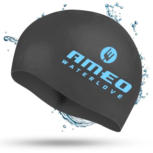 AMEO WATERLOVE Premium Silikon-Badekappe mit Noppen – Swim Cap elastisch & strapazierfähig – wasserdichte Badekappe mit Noppen – Schwimmhaube für maximalen Halt, schwarz AMEO WATERLOVE Premium Silikon-Badekappe mit Noppen – Swim Cap elastisch & strapazierfähig – wasserdichte Badekappe mit Noppen – Schwimmhaube für maximalen Halt, schwarz von AMEO