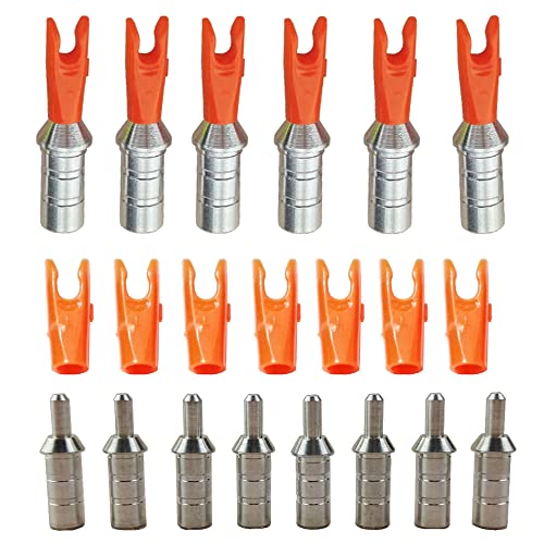 AMEYXGS 50 Stück Pfeilnocken mit Aluminium Pin Pfeile Nocken aus Kunststoff Pfeilschwänze S L Größe für ID 4,2/6,0/6,2 mm Pfeilschaft (6.0mm, Orange S) von AMEYXGS
