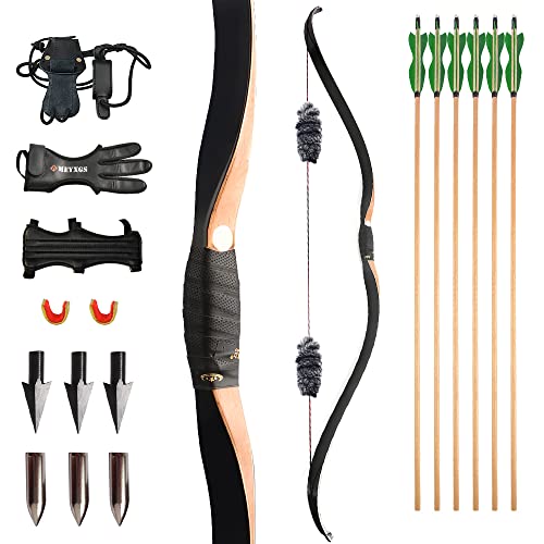 AMEYXGS 56" Traditionelle handgemachte Langbogen Jagdbogen Bogenschießen Recurve Bogen Set 15-50lbs Rechte Hand und Linke Hand (15LBS, Typ 1) von AMEYXGS