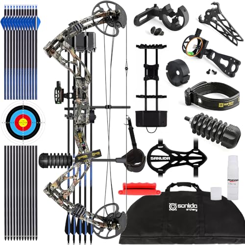 AMEYXGS Bogenschießen Compoundbogen Kits für Erwachsene und Jugendliche Compound Bogen 0-60LBS Jagdbogen Sportbogen mit Pfeile und Bogenzubehör 18-31" 310fps Rechtshänder (Camo Set) von AMEYXGS