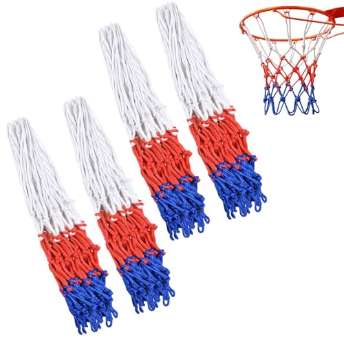 AMFUN Basketballnetz 45 cm Lang, 4 Stück Profi Basketballnetz, für Standard Körbe Ø 45 cm, für Standard 12 Schlaufen, Basketball Ersatz Netz, für Allwetter drinnen/draußen von AMFUN