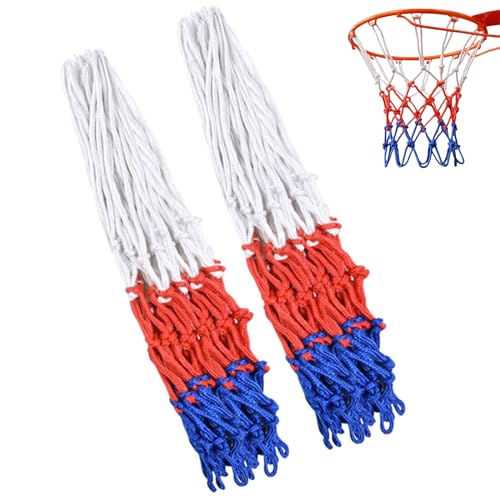 AMFUN Basketballnetz 50 cm Lang, 2 Stück Profi Basketballnetz, für Standard Körbe Ø 45 cm, für Standard 12 Schlaufen, Basketball Ersatz Netz, für Allwetter drinnen/draußen von AMFUN