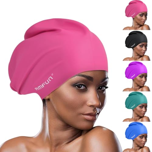 AMFUN Badekappe für Lange Haare, Extra große Badekappe Damen Silikon Badekappe, Frauen und Herren Badekappe für Dreadlocks, Haarverlängerungen, Zöpfe, Afro Haarwebart AMFUN Badekappe für Lange Haare, Extra große Badekappe Damen Silikon Badekappe, Frauen und Herren Badekappe für Dreadlocks, Haarverlängerungen, Zöpfe, Afro Haarwebart von AMFUN