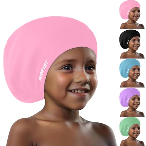 AMFUN Extra Große Badekappe Kinder Lange Haare, Unisex Badekappe Mädchen Jungen, für Dickes, Langes, Lockiges Haare und Webt Afro-Haar, Dreadlocks-Zöpfe von AMFUN