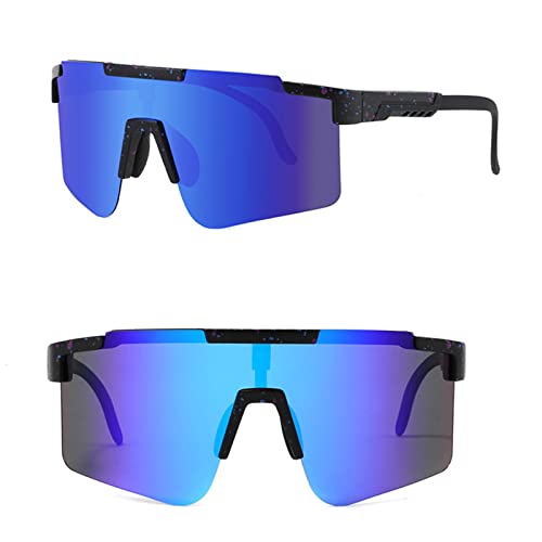 AMFUN Polarisierte Sonnenbrille, Sportbrille Fahrradbrille, Fahrrad Sonnenbrille, Schnelle Brille, UV 400 Schutz Windschutz Radsportbrille, mit 2 Ersatz Tempel zum Radfahren, Fahren, Angeln, Golf von AMFUN