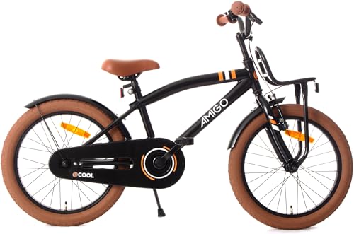 AMIGO 2Cool - Kinderfahrrad Jungen - 18 Zoll - Mit Rucktrittbremse und V-Brake - ab 5-7 Jahr - Schwarz AMIGO 2Cool - Kinderfahrrad Jungen - 18 Zoll - Mit Rucktrittbremse und V-Brake - ab 5-7 Jahr - Schwarz von AMIGO