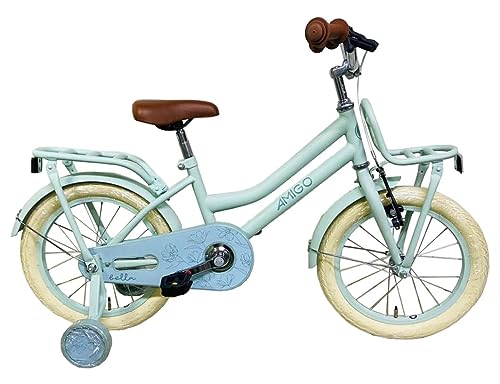 AMIGO Bella Kinderfahrrad - Fahrrad für Mädchen - 14 Zoll 24 cm - Rücktrittbremse - Grün von AMIGO