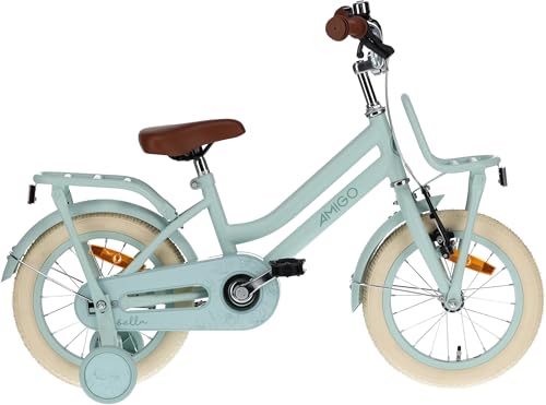 AMIGO Bella Kinderfahrrad - Fahrrad für Mädchen - 14 Zoll 24 cm - Rücktrittbremse - Grün von AMIGO