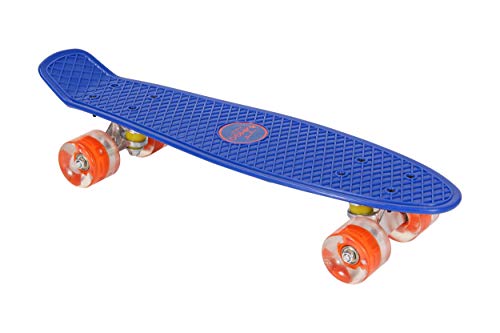 Amigo Skateboard - Komplette Mini Cruiser - Skateboard für Anfänger, Kinder, Jugendliche und Erwachsene - mit Led Leuchtrollen und ABEC-7 Kugellager - 55 x 15 cm - Blau von AMIGO