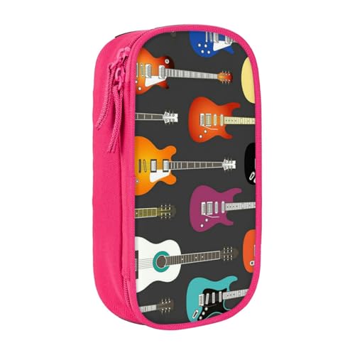 AMINNU Bunte Gitarren Federmäppchen, multifunktionales Federmäppchen, Schüler-Federmäppchen, mit Reißverschluss, geeignet für Schulen und Büros, Unisex., rose, Einheitsgröße, Kosmetiktasche von AMINNU