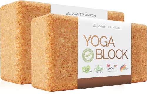 Yoga Block 2er Set Kork - EXTRA Yoga HEFT im Set - 100% Natur Hatha Klotz Nachhaltig - Ideal auch für Anfänger, Meditation Pilates, Training Zubehör Fitness Regeneration, Hilfsmittel Zwei Blöcke 75 mm Yoga Block 2er Set Kork - EXTRA Yoga HEFT im Set - 100% Natur Hatha Klotz Nachhaltig - Ideal auch für Anfänger, Meditation Pilates, Training Zubehör Fitness Regeneration, Hilfsmittel Zwei Blöcke 75 mm von AMITYUNION