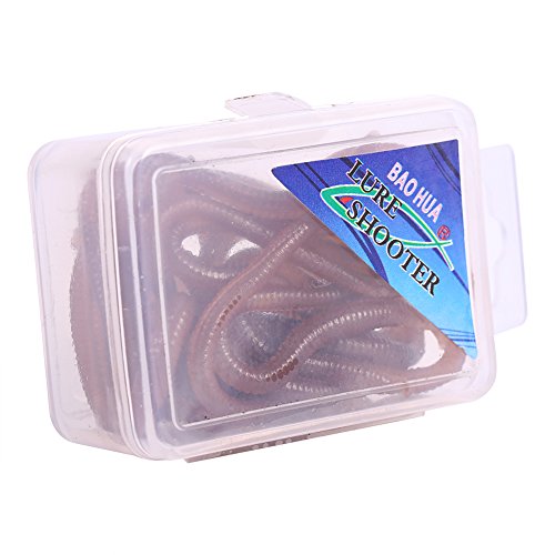 AMONIDA 10 cm 17-18 Stücke A Box Wurm Geformt Fischgeruch Weiche Fischköder Köder Mit Transparent Box Gefälschte Köder Simulation Regenwurm Für Fischer Weichen PVC Fischköder Set von AMONIDA