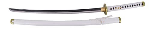 Funktionales Katana S5021H Shusui Wado Ichimonji von Zoro aus One Piece, inoffizielle Replik, 105 cm Kohlenstoffstahlklinge AISI 1045, Griff mit weißer Wicklung, inklusive Ständer. Funktionales Katana S5021H Shusui Wado Ichimonji von Zoro aus One Piece, inoffizielle Replik, 105 cm Kohlenstoffstahlklinge AISI 1045, Griff mit weißer Wicklung, inklusive Ständer. von AMONT