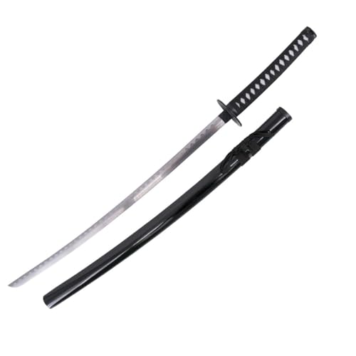 Kenshin Dekoratives Katana S5048 mit umgekehrter Schneide - Inoffizielle Replik, 105 cm, Edelstahlklinge, Griff mit schwarzer Kordel umwickelt und weißer Rochenlederimitation, inklusive Ständer Kenshin Dekoratives Katana S5048 mit umgekehrter Schneide - Inoffizielle Replik, 105 cm, Edelstahlklinge, Griff mit schwarzer Kordel umwickelt und weißer Rochenlederimitation, inklusive Ständer von AMONT