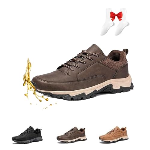 AMOUSDRDR Bestofoot Herrenschuhe, orthopädische Herren-Sneaker, Schlupfschuhe, bequeme Echtleder-Sneaker mit Fußgewölbeunterstützung (Braun, 41 EU) von AMOUSDRDR