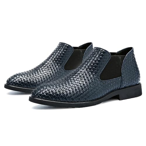 AMOUSDRDR Herren-Schuhe, breite Zehenpartie, bequem, leicht, atmungsaktiv, Krokodilleder, Business-Lederschuhe, Chelsea-Stiefel, Loafers (Blau, 39 EU) von AMOUSDRDR