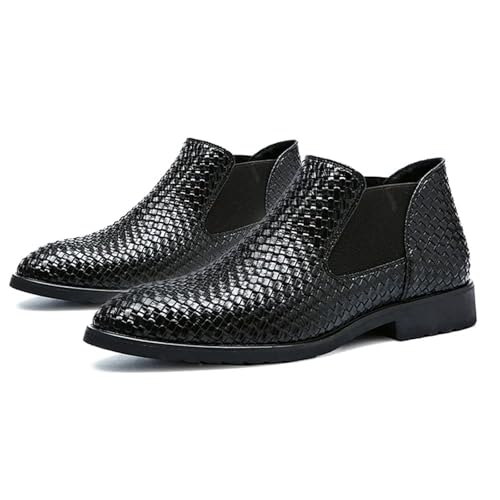 AMOUSDRDR Herren-Schuhe, breite Zehenpartie, bequem, leicht, atmungsaktiv, Krokodilleder, Business-Lederschuhe, Chelsea-Stiefel, Loafers (Schwarz, 42 EU) von AMOUSDRDR