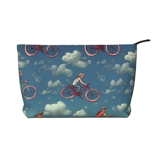 AMREWQYL Bikes Make-up-Tasche aus bedrucktem Kord, Reise-Kulturbeutel, Kosmetiktasche, Clutch-Tasche, Schwarz, Einheitsgröße von AMREWQYL